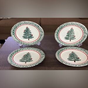 Folk Craft Tienshan Furio Sponge Christmas tree  salad plate Italy